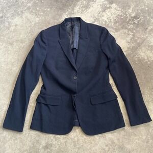 Agnona Blazer Womens Size 10 Wool‎ Blend Navy Blue 3 Button Closure